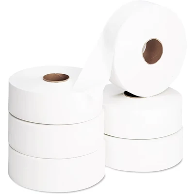 Image of Solent Cleaning Jumbo 2 Ply Toilet Rolls 90mm x 400m, Pack of 6