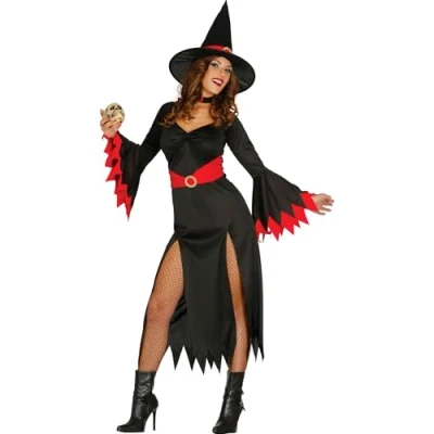 Image of FIESTAS GUIRCA Ladies Witch Costume with Red Trim Halloween Size L 14 16