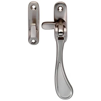 Image of Spoon End Reversible Casement Window Fastener 124mm Length Satin Nickel Victorian Design Fitting Stay Arm Fixture