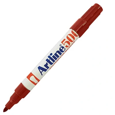 Image of artline 2.0mm Bullet Tip 500 RED Whiteboard Marker Pen Easy Clean Dry Wipe Ink (1 x Marker)