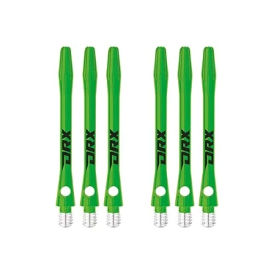 Image of RED DRAGON DRX Coated Aluminium Medium Green Logo Dart Stems (Shafts) 2 sets per pack (6 in total)
