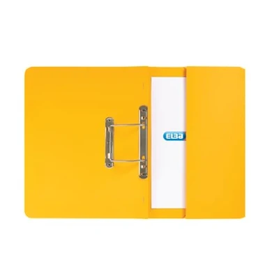 Image of ELBA Strongline Spring Pocket Files, 36mm Capacity Foolscap Yellow Pack of 25