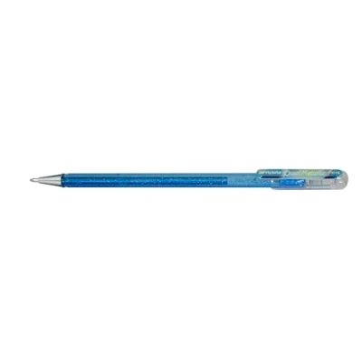 Image of Pentel K110 DMNX Hybrid Dual Metallic Gel Rollerball Pen Glitter Ink Colour Blue/Metallic Blue &amp; Silver Line Width 0.5 mm Pack of 12