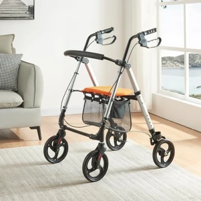 Image of Panana Lightweight Folding Mobility Aid,Aluminium Rollator,4 Wheels Walker with Seat and Basket