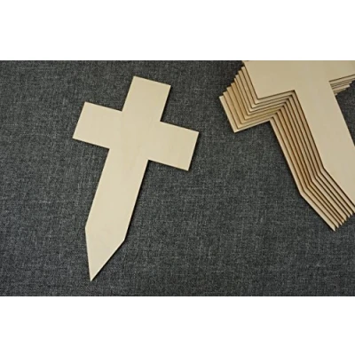 Image of DECOCRAFT 10x Plain Wood Wooden Cross Embelishments Craft Shapes Memorial Crucifix (W93)