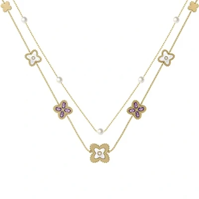 Image of RADLEY Ladies Clarence House 18ct Pale Gold Plated Purple Stone Necklace RYJ2408S