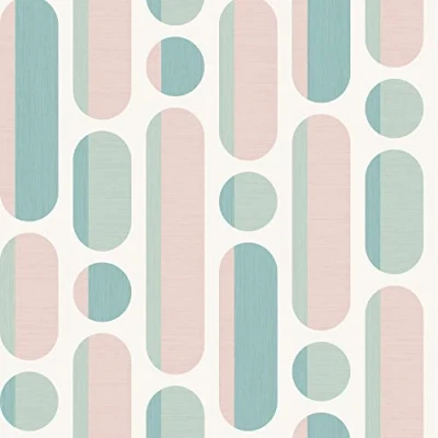 Image of Graham &amp; Brown Envy Morse Rose/Sage Geometric Wallpaper Paste The Wall Contemporary Patterned Striped Design Perfect for Most Rooms Feature or 4