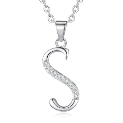 Image of VIKI LYNN Initial Pendant 925 Sterling Silver Letter Necklace with Cubic Zirconia Personalised Gifts for Women Ladies Girls