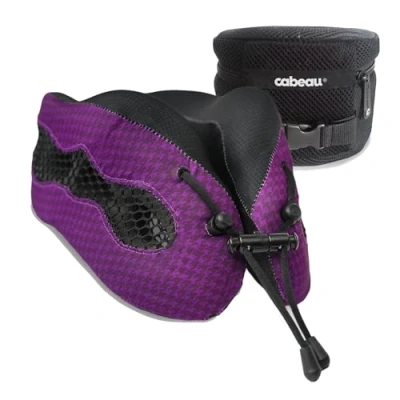 Image of Cabeau Evolution Cool Travel Pillow The Best Air Circulating Head Neck Memory Foam Cooling Purple