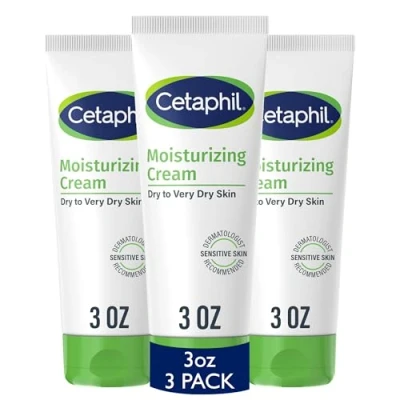 Image of Body Moisturizer by CETAPHIL, Hydrating Moisturizing Cream for Dry to Very Dry, Sensitive Skin, NEW 3 oz (Pack of 3), Fragrance Free, Non Comedogenic, Greasy