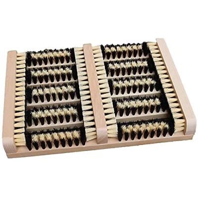 Image of DIVCHI Wooden Outdoor Doormat Boot Scraper Outside Shoe Scrubber Brush Cleans Deep Removes All Dirt, Snow, Mud and Sand. Construction, Hiking Cleaner