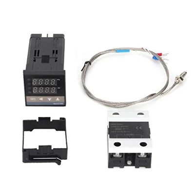 Image of Temperature controller Kit, AC 110V 240V 0 400℃ REX C100 Smart PID Thermocouple/SSR/PID Digital LED with K Thermocouple &amp; 1 x Max25A SSRpid