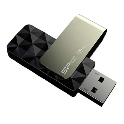 Image of Silicon Power 128GB Blaze B30 USB 3.0 Swivel Flash Drive, Black