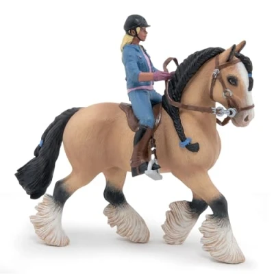 Image of Papo Hand painted Animal Figure Tinker and her young rider 51572 Horses Collectible for Children Suitable Boys Girls From 3 years old