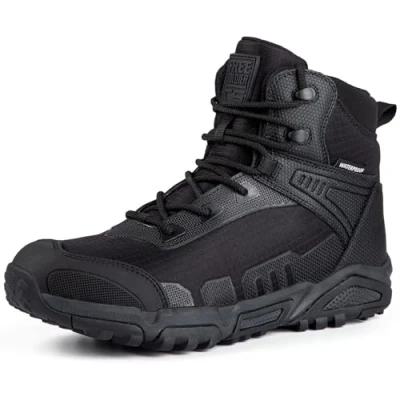Image of FREE SOLDIER Men&#039;s Waterproof Tactical Boots Breathable Military Army Durable Combat Work Shoes Lightweight Hiking Walking Boots(Black waterproof,6UK)