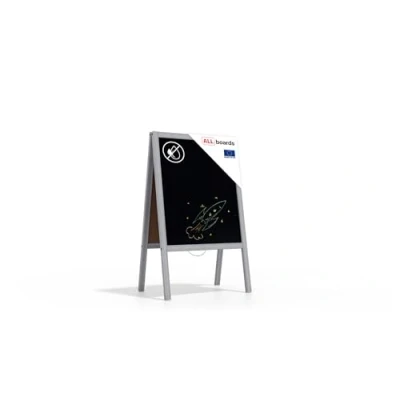 Image of ALLboards Pavement Sign with Silver Varnished Wooden Frame 100x60cm, Sidewalk Advertising Board Chalkboard A Chain Double Sides for Shop Pub Restaurant