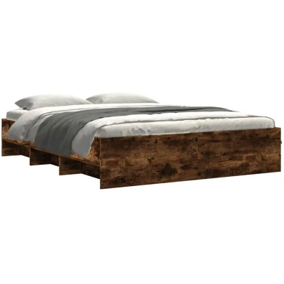 Image of vidaXL Bed Frame 160x200 cm Smoked Oak Engineered Wood with Storage