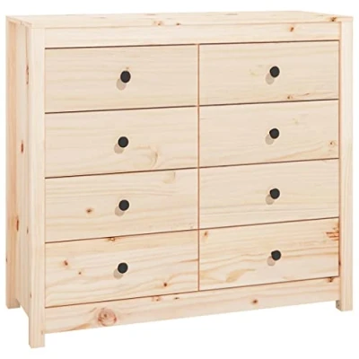 Image of vidaXL Solid Pine Wood Side Cabinet Rustic Brown Wooden Sideboard with Drawers for Storage Ideal Living Room, Bedroom or Office