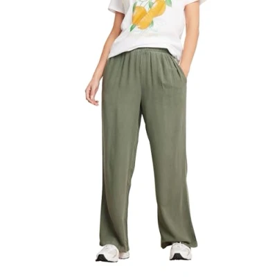 Image of PixieGirl Khaki Green Acid Wash Wide Leg Trousers Petite