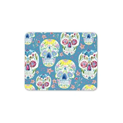 Image of Destination Vinyl ltd Flowery Sugar Skulls Mouse Mat Pad Girls Flower Skull PC Computer #8492