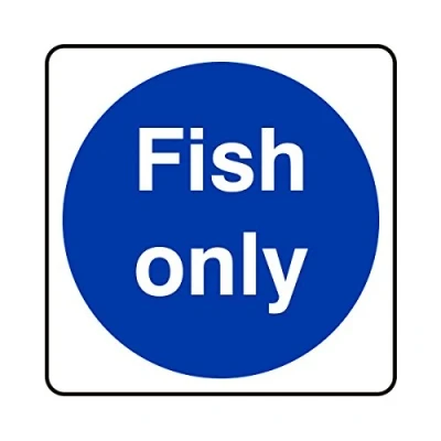 Image of 100mmx100mm Fish Only Catering Sign Sticker Self Adhesive