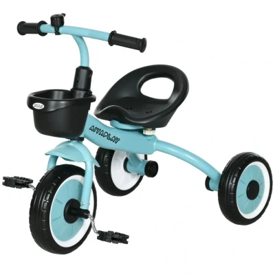 Image of AIYAPLAY Trike for 2 5 Years Old, Kids Tricycle with Adjustable Seat, Basket, Bell, Blue