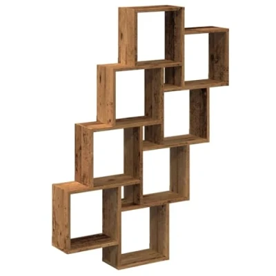 Image of vidaXL wall cube shelf storage floating wood 119.5cm modern engineered with ample organization for living and bedroom