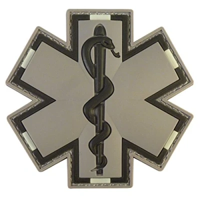 Image of ACU Gray EMS EMT Medic Paramedic Star of Life Morale Tactical PVC 3D Fastener Patch