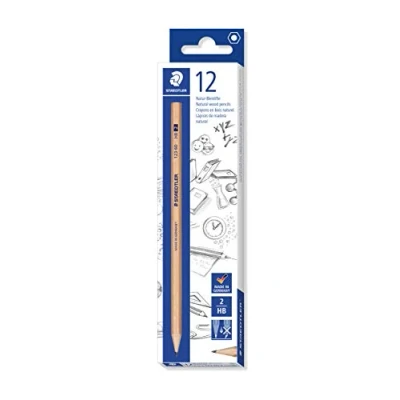 Image of Staedtler Natural pencils, wood from PEFC certified, sustainably managed forests, hardness HB, 12 pencils in cardboard packaging, 123 60 2