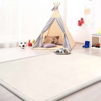 Image of TT Home Crawling Mat Baby Room Play Kids Boy Girl Soft Non slip Unicoloured, colour: Beige Cream, Size:140x200 cm