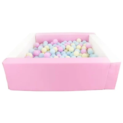 Image of Velinda Soft play ball pit, home indoor, outdoor, pit + 300 balls (Ball pit/balls colour: white, pink (pastel)/pink, blue, yellow (pastel))