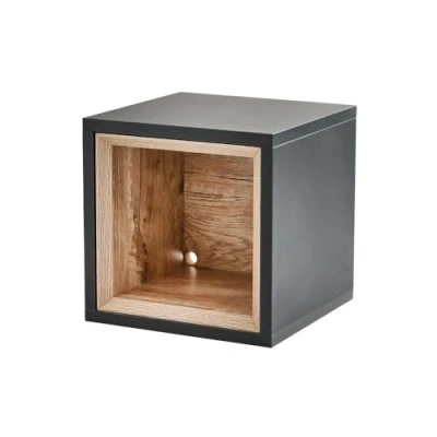 Image of Milano Bexley Black Grey 300mm Wall Hung Bathroom Cube Storage Unit