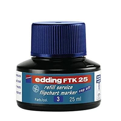 Image of Edding FTK 25 Refill Ink Blue Ml with Capillary System Ideal for Clean and Uncomplicated Refilling of Almost All Flipchart Markers