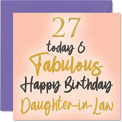 Image of Fabulous 27th Birthday Cards for Daughter In Law 27 Today &amp; Happy Card from Mum Dad Law, Gifts, 145mm x Lovely Greeting Gift