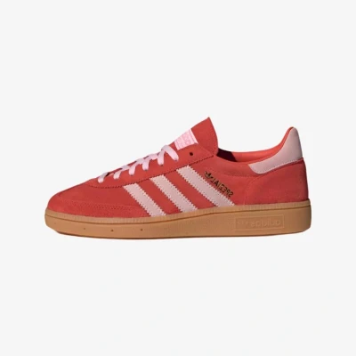 Image of adidas Originals Handball Spezial Trainers, Women&#039;s, Size: 3.5, Bright red/clear pink Suede
