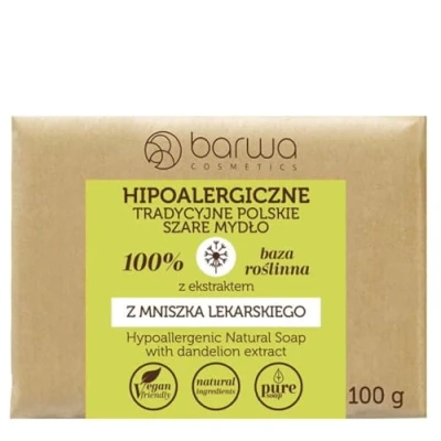 Image of BARWA Hypoallergenic Traditional Polish Gray Soap With Dandelion Extract 100g Suitable for vegans