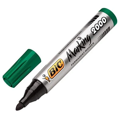 Image of BIC Marking 2000 ECOlutions Permanent Bullet Tip Markers Green, Box of 12