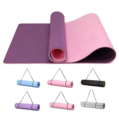 Image of Good Nite Yoga Mat Exercise Fitness 6mm Extra Thick Non Slip Training Mats for Sports Pilates Gym Floor Resistance with Carrying Strap 183 x 61 0.6 cm(Purple/Pink)