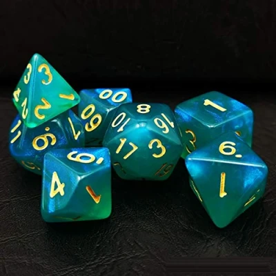 Image of Bescon Moonstone Dice Set Peacock Blue, Polyhedral RPG
