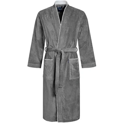 Image of Morgenstern Cotton Dressing Gown Men Long I Large Housecoat Grey
