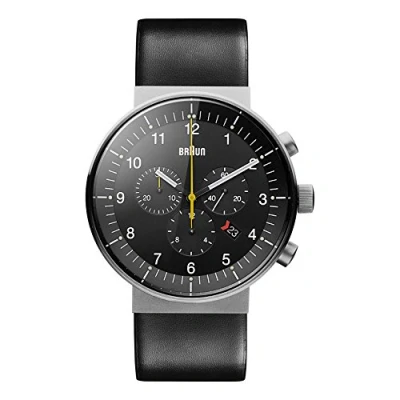 Image of Braun Men&#039;s Quartz Watch with Black Dial Analogue Display and Leather Strap BN0095SLG