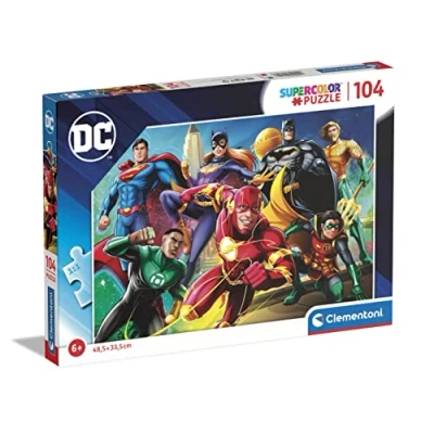Image of Clementoni 25721 Supercolor Puzzle Dc Comics Justice League 104 Pieces Jigsaw For Kids Age 6