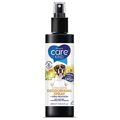 Image of CAREKIND dog perfume 200ml spray with pump, Vegan cologne is a deodoriser spray. deodorant (1x Stink Bomb)