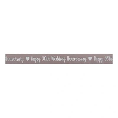 Image of Happy 30th Wedding Anniversary Satin Ribbon 25mm Wide (5 metres)