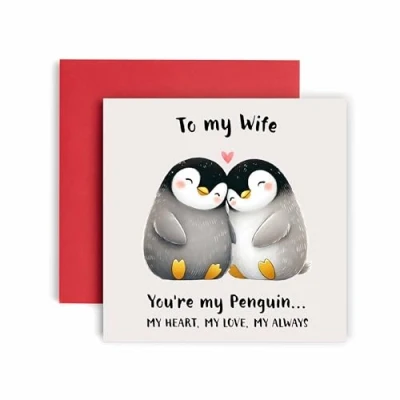 Image of Huxters Penguin Anniversary Valentines day Card for Husband You are My Sweet Wife Wedding 14.8cm (Wife)