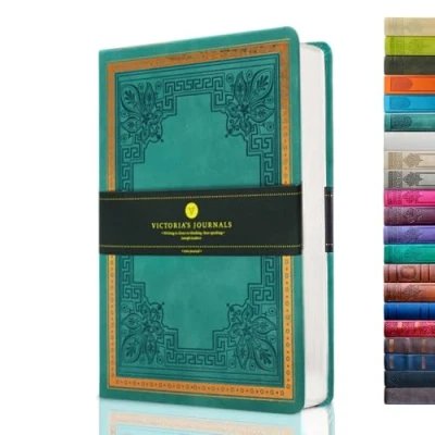 Image of VICTORIA&#039;S JOURNALS Leatherette Vintage Journal Hard Cover Lined Notebook Old Looking Travel Diary, A5 Size 5.7&#039;&#039; x 8.1&#039;&#039;