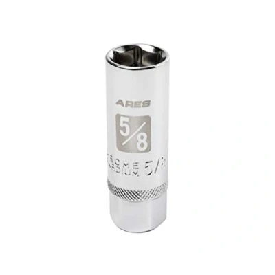 Image of ARES 11020 5/8 inch 3/8 Drive Magnetic Spark Plug Socket Powerful Magnet Retains Plugs Heat Treated Chrome Vanadium Steel High Visibility Markings