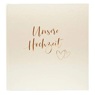 Image of goldbuch Wedding Album, Photo Album with 60 White Pages and Glassine, Memory Rose Gold, Refined Paper in Satin Look, Heart Knocks Embossing, Approx. 30 x 31 4 cm