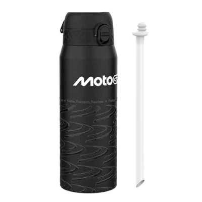 Image of ION8 Thermal Water Bottle 750 ml/24 oz Leak Proof &amp; BPA Free Insulated Drinking Bottle, Triple Lock Lid to Prevent Spills, Vacuum ThemoShield Stainless Steel, Carry Handle, MotoGP Lean