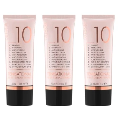 Image of Catrice Ten!sational 10 in 1 Dream Primer, Nude, for Combination Skin, Anti Ageing, Priming, Protective, Smoothing, Radiant, Natural, Vegan, Alcohol Free, Paraben Pack of 3 (3 x 30 ml)